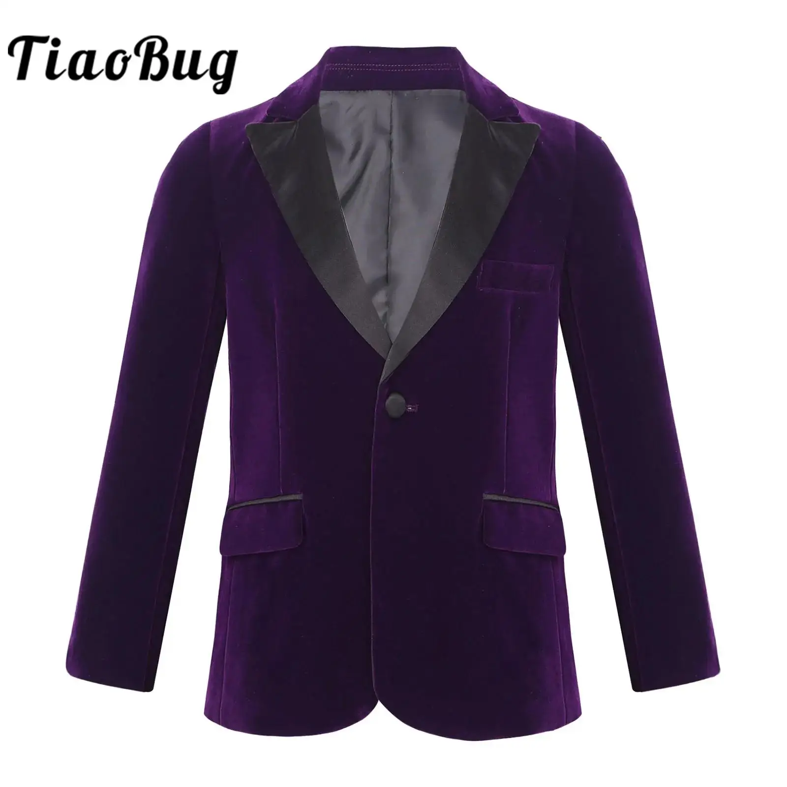 Kids Boys Long Sleeve Gentleman Velvet Baby Formal Blazer Coat Outerwear for Wedding Party Formal Occasions Coats Suits Jackets