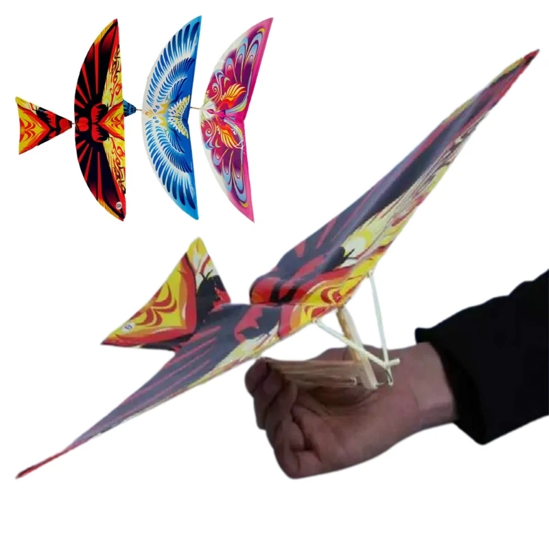 10PCS Elastic Rubber Band Powered Flying Birds Kites Funny Kids Toy Gift Outdoor