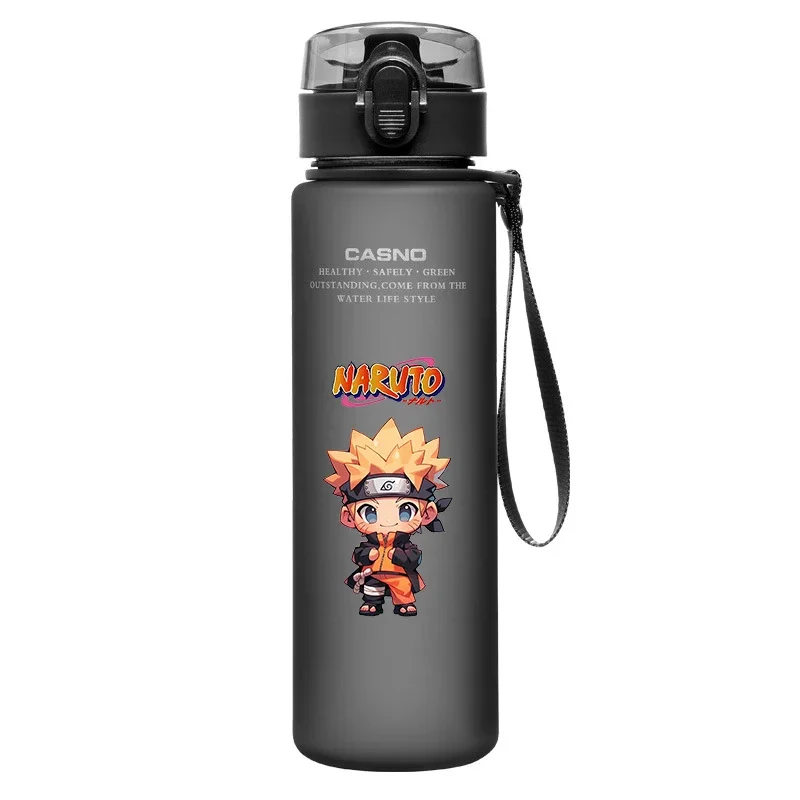 Anime 560ML Naruto Water Cup Hatake Kakashi Uzumaki Uchiha Sasuke Bottle Portable Sports Plastic Cup Camping Fitness Bottle Gift