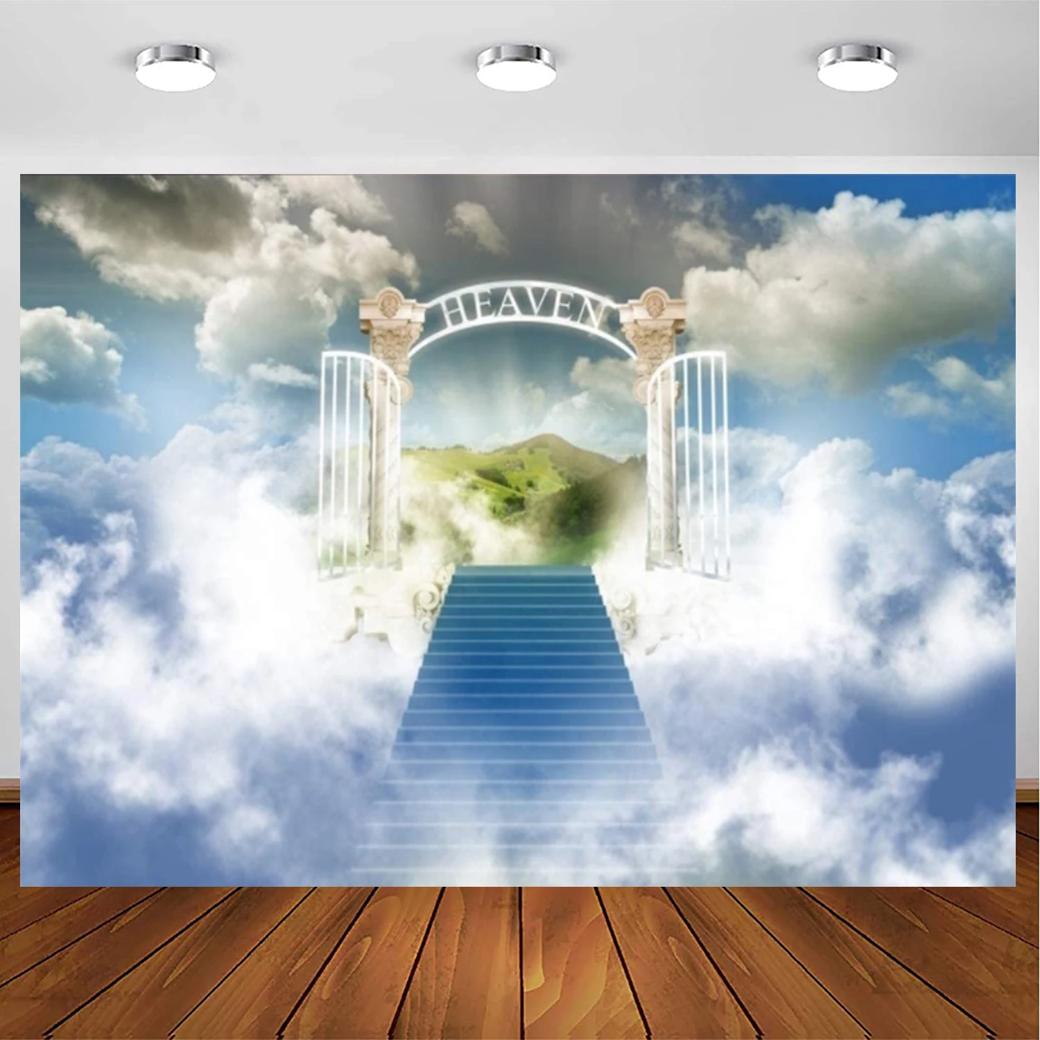 

Stairway To Heaven Photography Backdrop Paradise Gate Background Sky Clouds Stairs Religion Philosophical Topic Church Christian