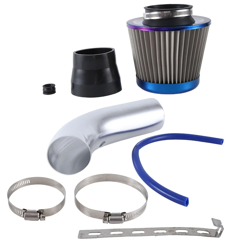 

76 мм воздушный фильтр с высоким расходом, грибовидная головка, автомобильная турботруба, впускная втулка, универсальный комплект, серебристый комплект