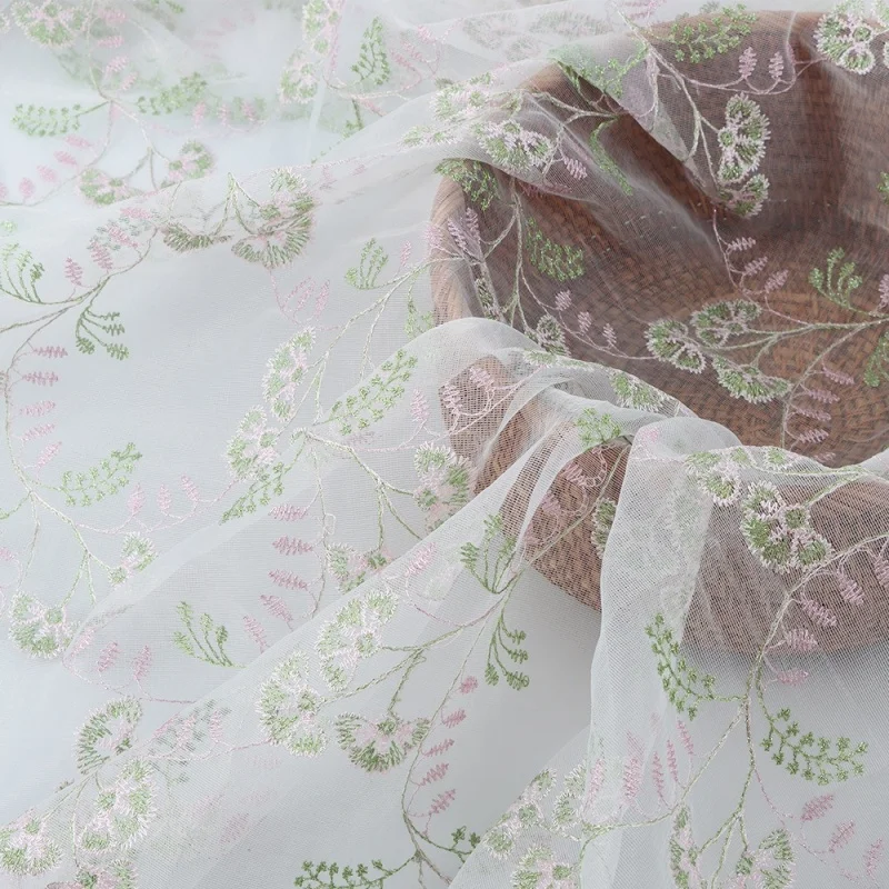 

1 ярд, весенняя вышитая венецианская цветочная сетчатая кружевная ткань, разноцветная одежда для шитья своими руками, платье-вуаль, девочка-цветочница
