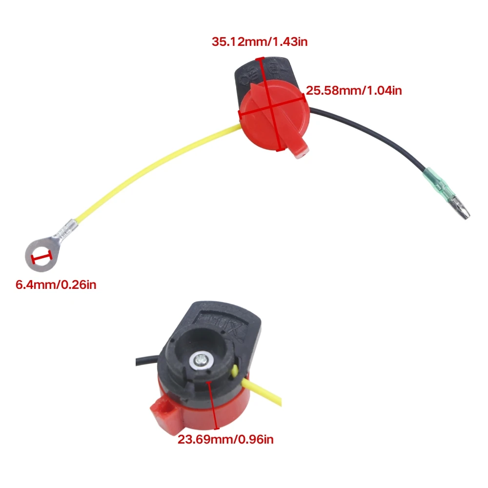 Dual Side Wire Out Kill Switch Red Button Garden Machinery 2 Stroke Engine Cut Off Switch Accessories