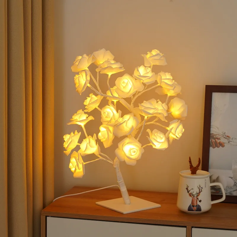 LED desk lamp rose flower tree Mood light for bedroom bedside dining table kitchen decoration Holiday Gift/Night Light USB plug