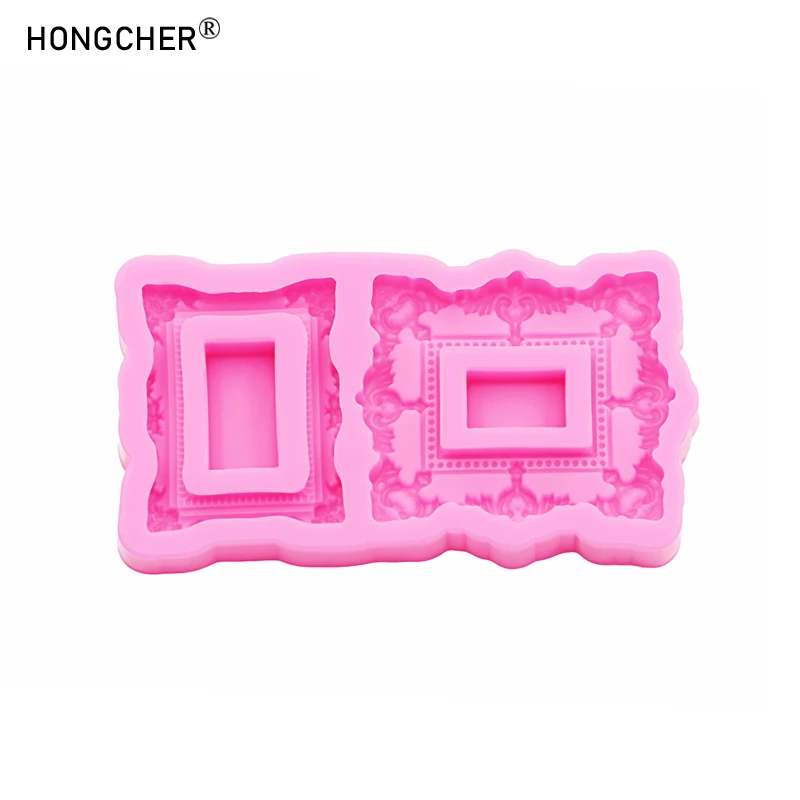 European Embossed Small Photo Frame Sculpture Chocolate Cake Dessert Decoration Silicone Mold DIY Resin Photo Frame Drip Molds - view 3