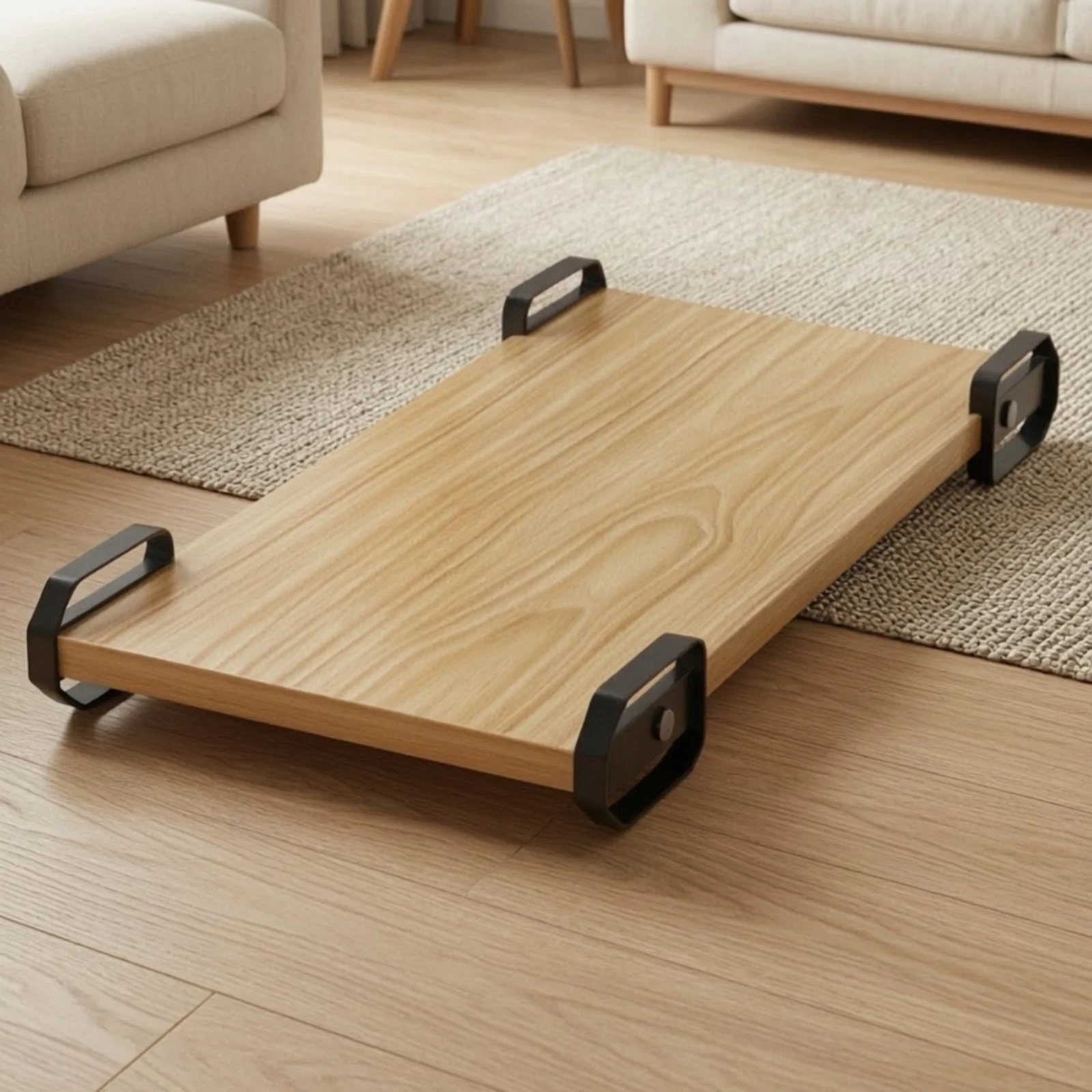 MDF Rolling Stand with Caster Wheels Mobile PC Computer Case Stand with Wheels Desktop Case Roller Space-Saving for Workspace