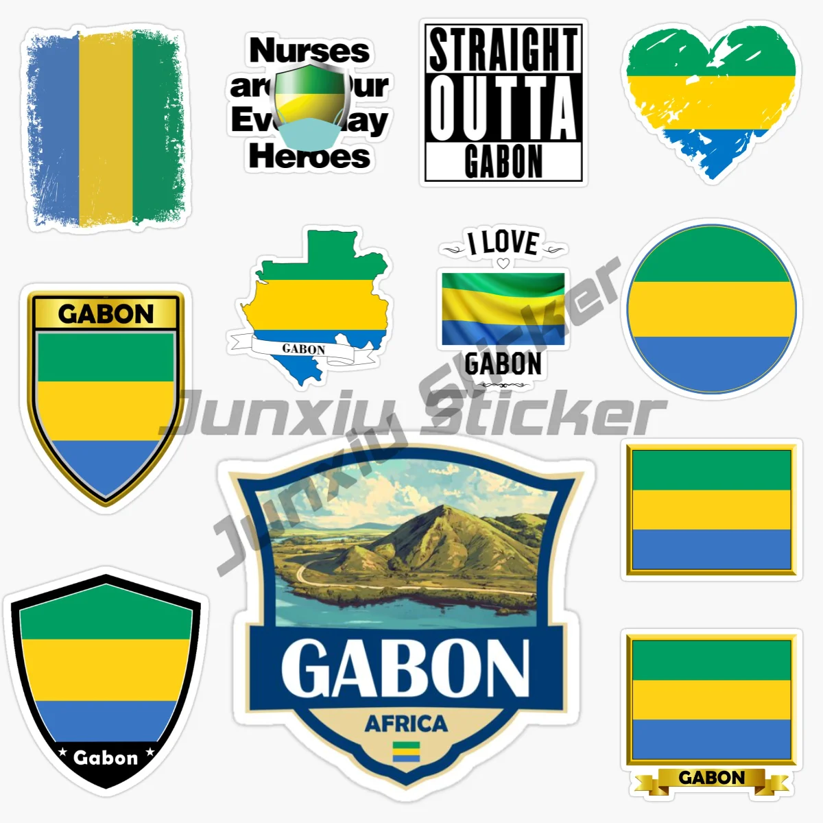 

Creative GABON Stickers GABON Flag Map PVC Sticker GABON Coat of Arms Vinyl Car Decals for Motorcycle Helmet Camper Decor