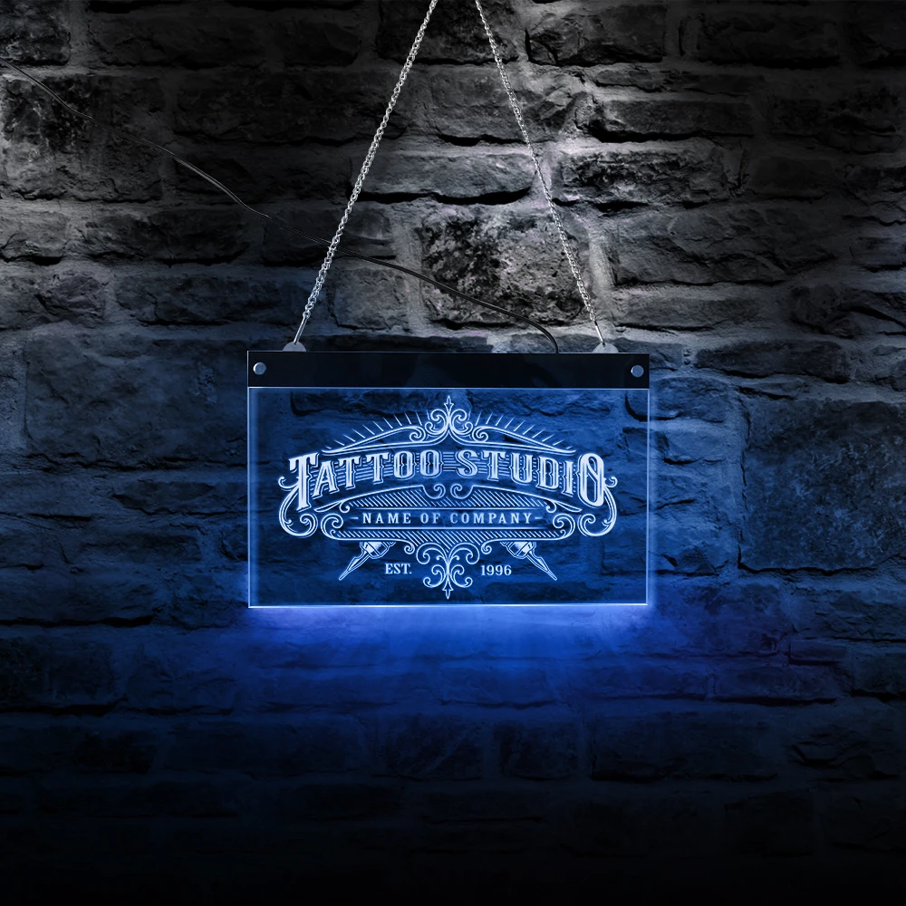 Tattoo Studio Custom LED Neon Sign Custom Tattoo Salon Company Name Vintage Logo Business Wall Sign With LED Lighting Changes