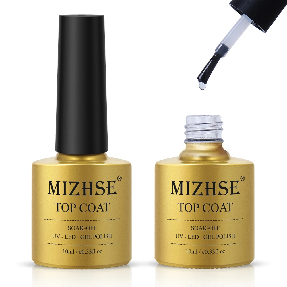 MIZHSE-영구 LED 네일 폴리쉬 탑 코트 UV 젤, 10ML, 하이브리드 광택제, 네일아트