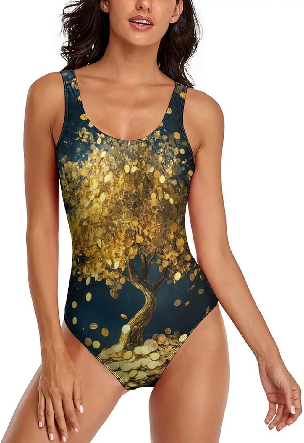 

Luxy Trio Lucky Golden Coin Tree женские цельные купальники с контролем живота купальные костюмы купальники для пляжной вечеринки