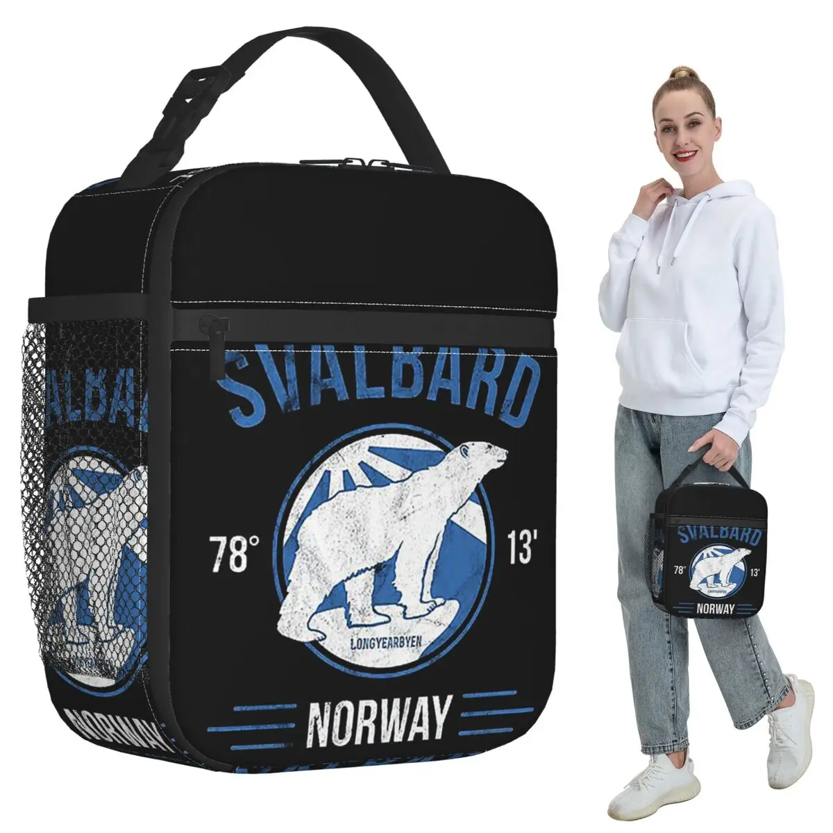 

Svalbard белый медведь полуночное солнце в Норвегии изолированная сумка для обеда для женщин холодильник термобокс для еды сумка герметичные коробки для завтрака
