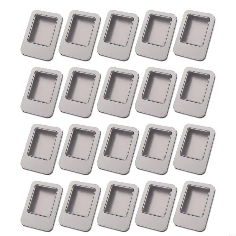 2025 جديد 20pcs مربع القصدير الحديثة مع أزرار الأذن العليا الصافية والبطاقات الصفيحة Clear Top Case Portable Supplies