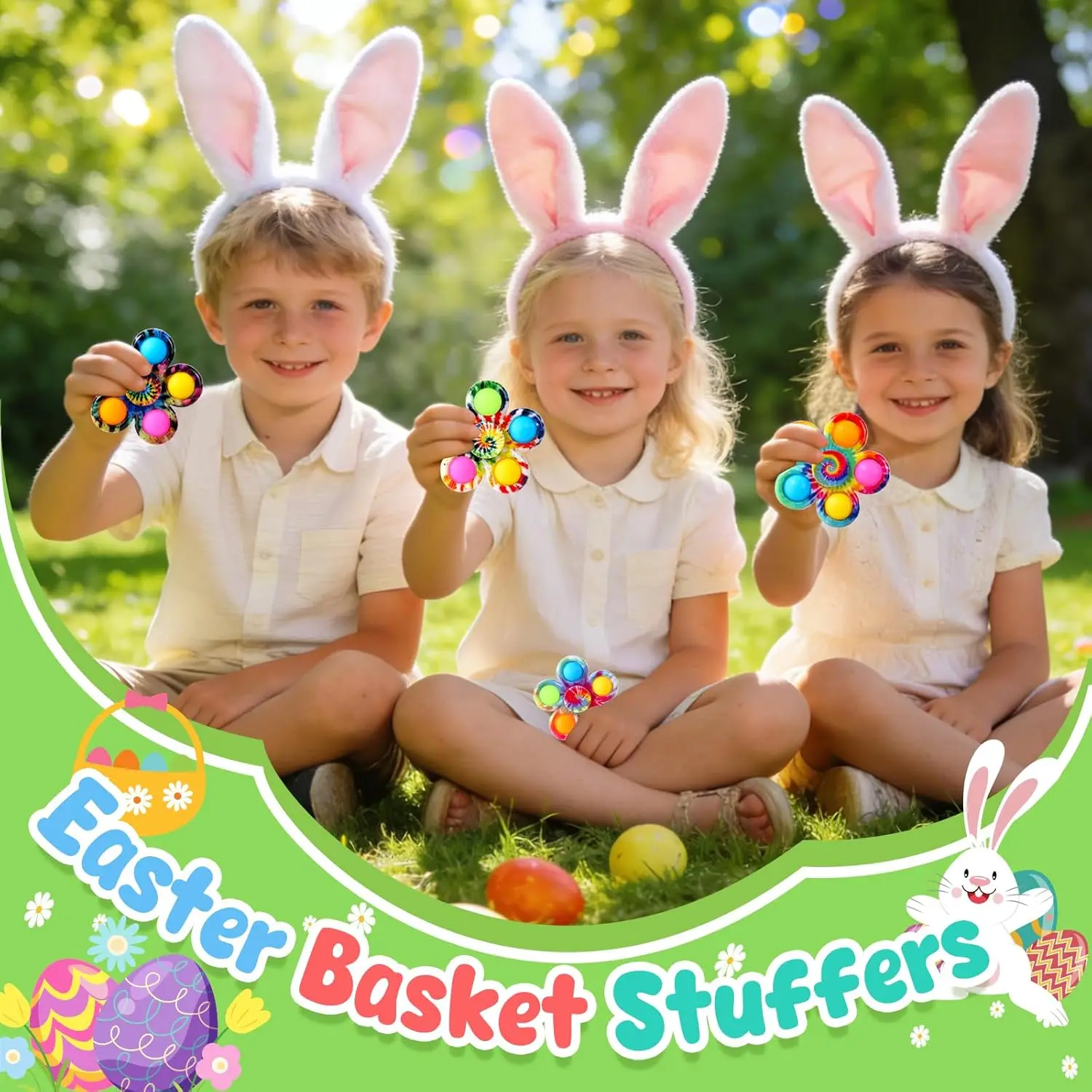 Fidget Spinner Toys Pops Finger Sensory Toys Easter Basket Stuffers Anxiety Stress Relief Toys ADHD Autism Treasure Box Toys