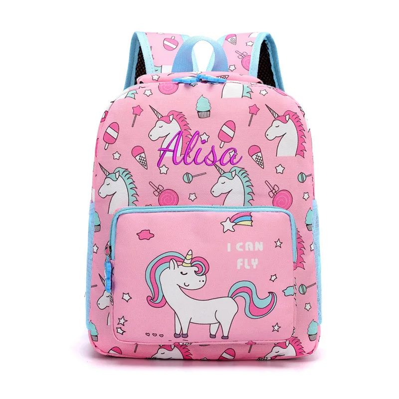 

Embroidery Name Cute Unicorn Children's School Bag Kindergarten Boys and Girls Backpack Travel Children's Backpack