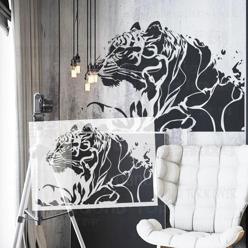 61cm - 121cm Stencil For Painting Decor Wall Template To Paint Putty Furniture Makers Brick Tiger Splash Water Animal S463
