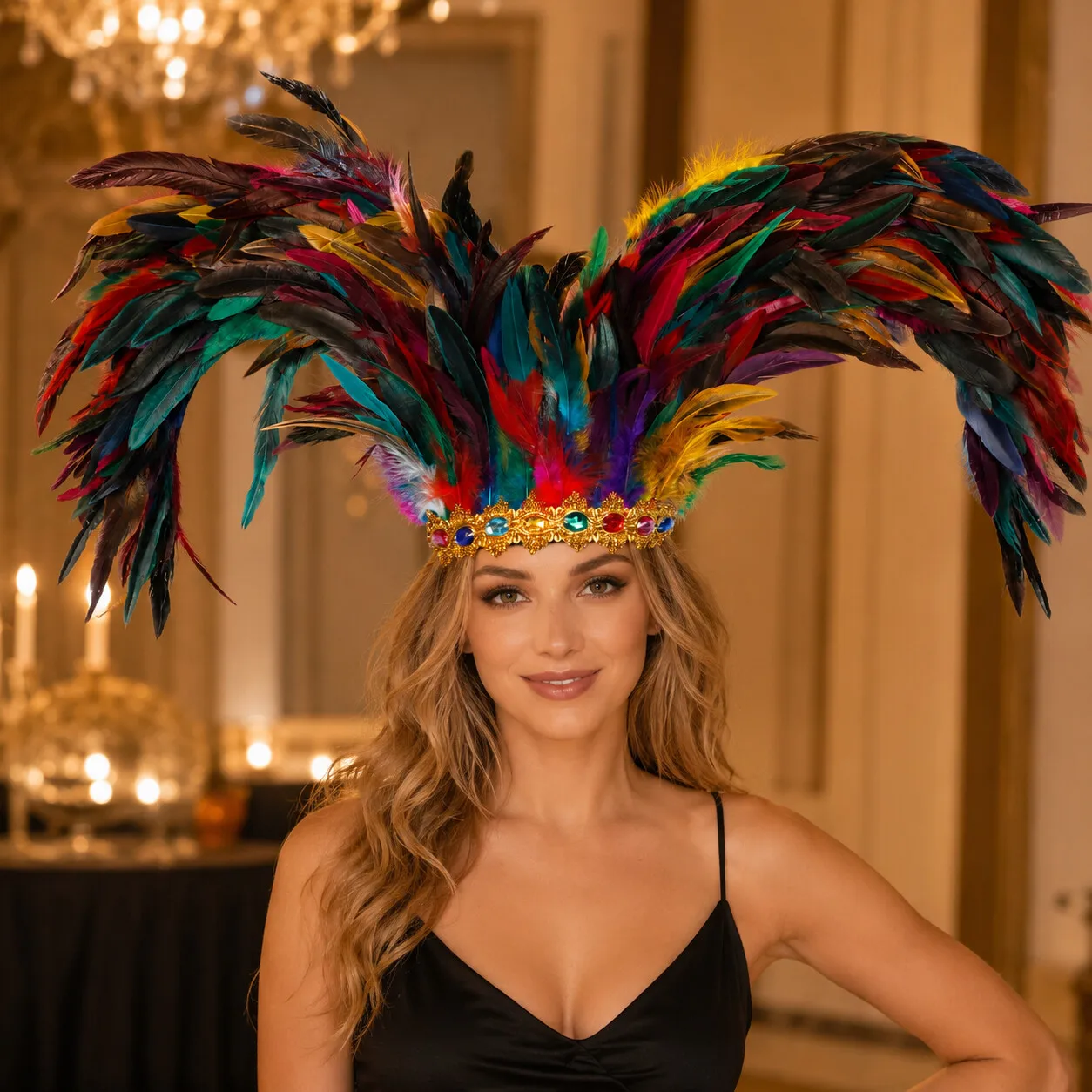 2026 New Feather Headwear Halloween Party Accessories Easter Crown Headband Carnival Costume Party Props and Accessories