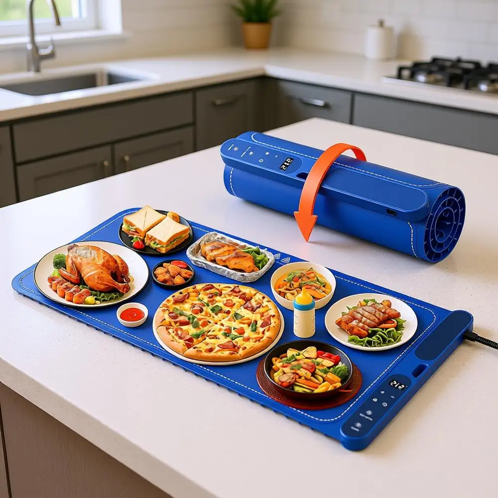 

Extra Large 32x15 Electric Silicone Food Warmer Tray, 7-Level Temperature Control, 8-Hour Timer, Ideal for Parties and Buffets,