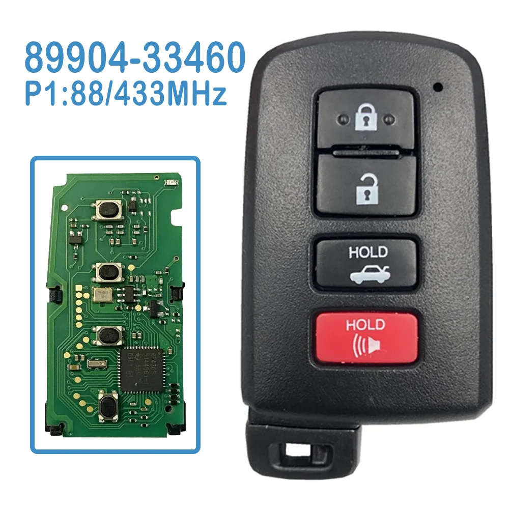 

89904-33460 BA4EQ Auto Smart Remote 433MHz P1:88 DST-AES 3+1 Buttons Replace Car Key For Toyota Camry Avalon Aurion