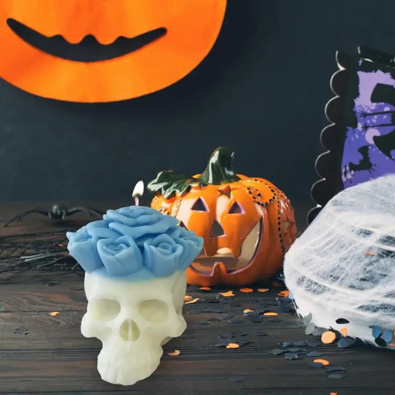 Halloween Silicone Mold Fancy Skull Candle Mold Skull Shape Candle Mold For Candle Making 3D Wax Melt Silicone Mold For Handmade image 2