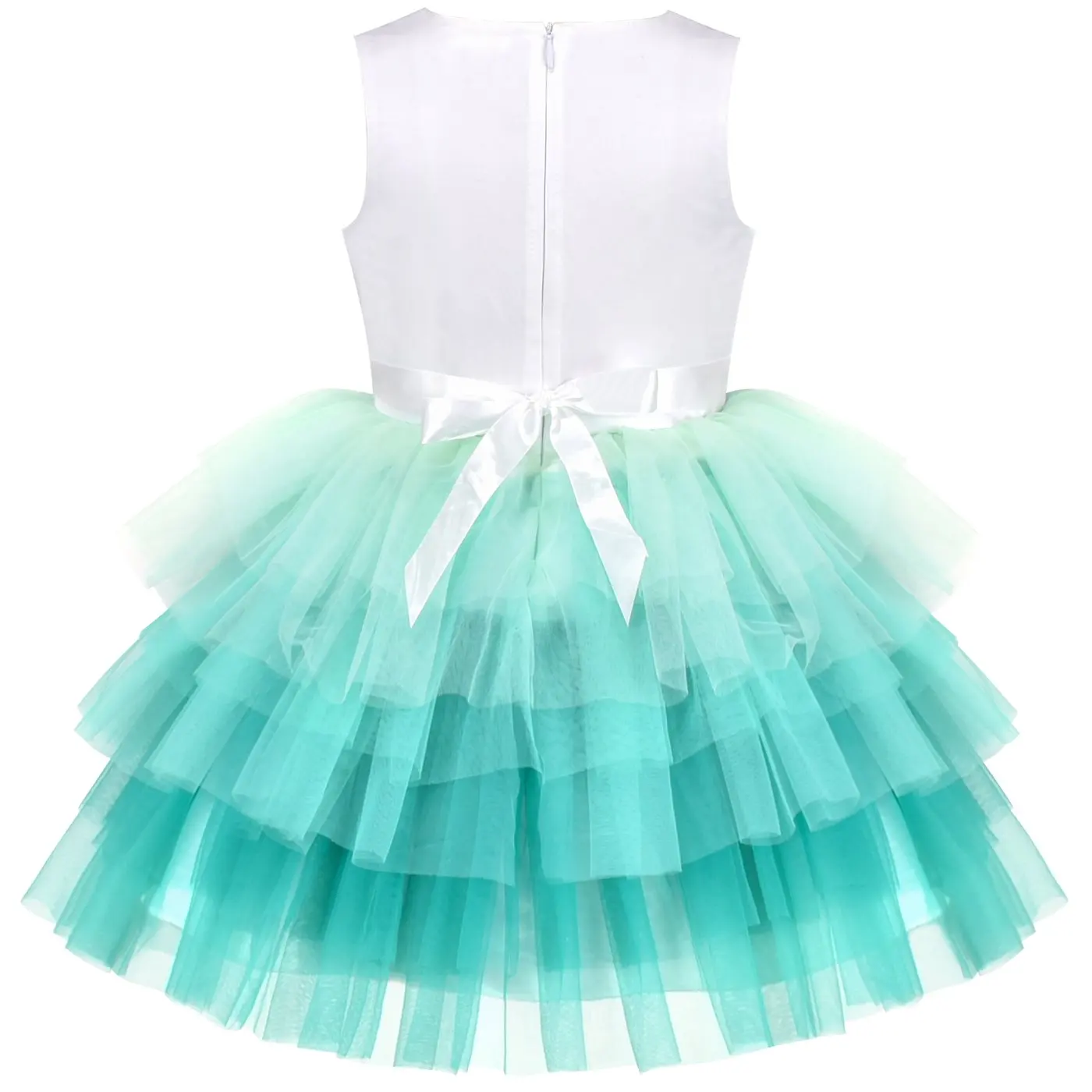 Girls Dress Emerald Green Gold Bow Star Tiered Tulle Christmas Holiday Winter