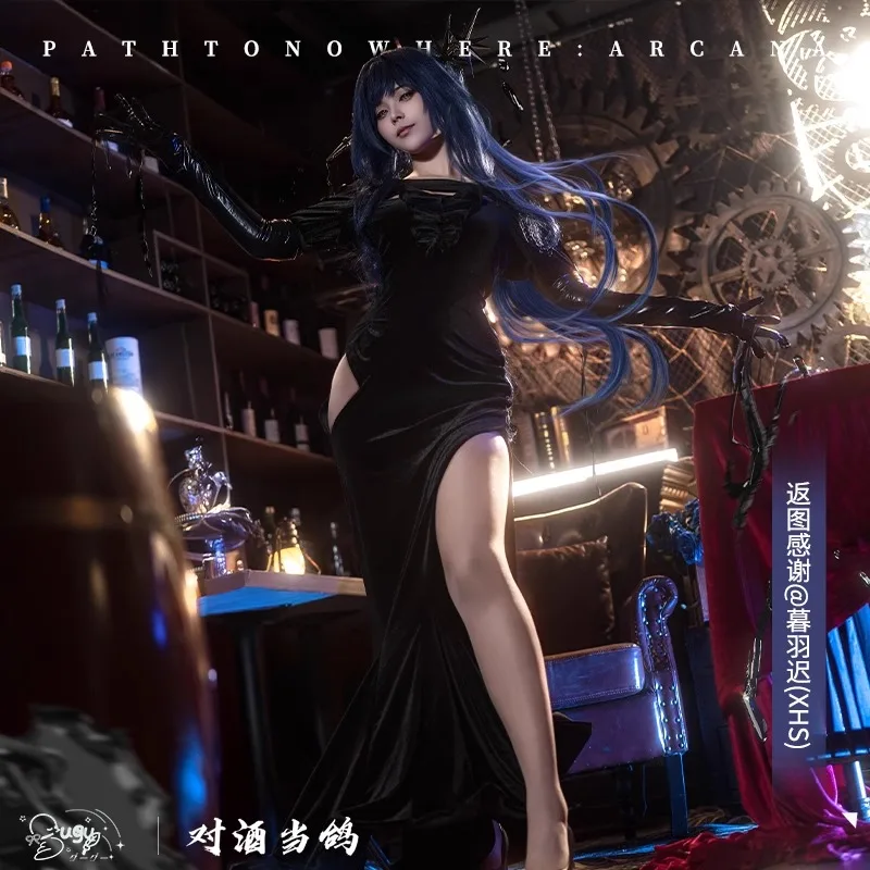 لعبة عكس: أزياء أركانا التأثيرية لعام 1999 فستان أسود مثير زي حفلات الرسوم المتحركة للنساء ملابس لعب الأدوار في الهالوين