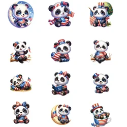 12 peice panda Heat Transfer DIY for Bag Clothes Iron on Transfers T Shirt Thermo Stickers Personalised Tops Patch  Floral