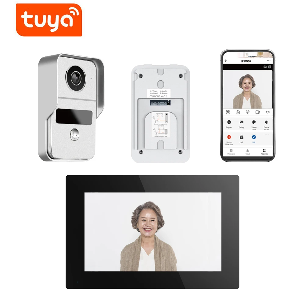 

7 " IPS Screen 2MP 1080P 2V1 Tuya APP Remote Control Wired WIFI IP Doorbell AHD Door Camera Visual Door Phone Peephole Viewer