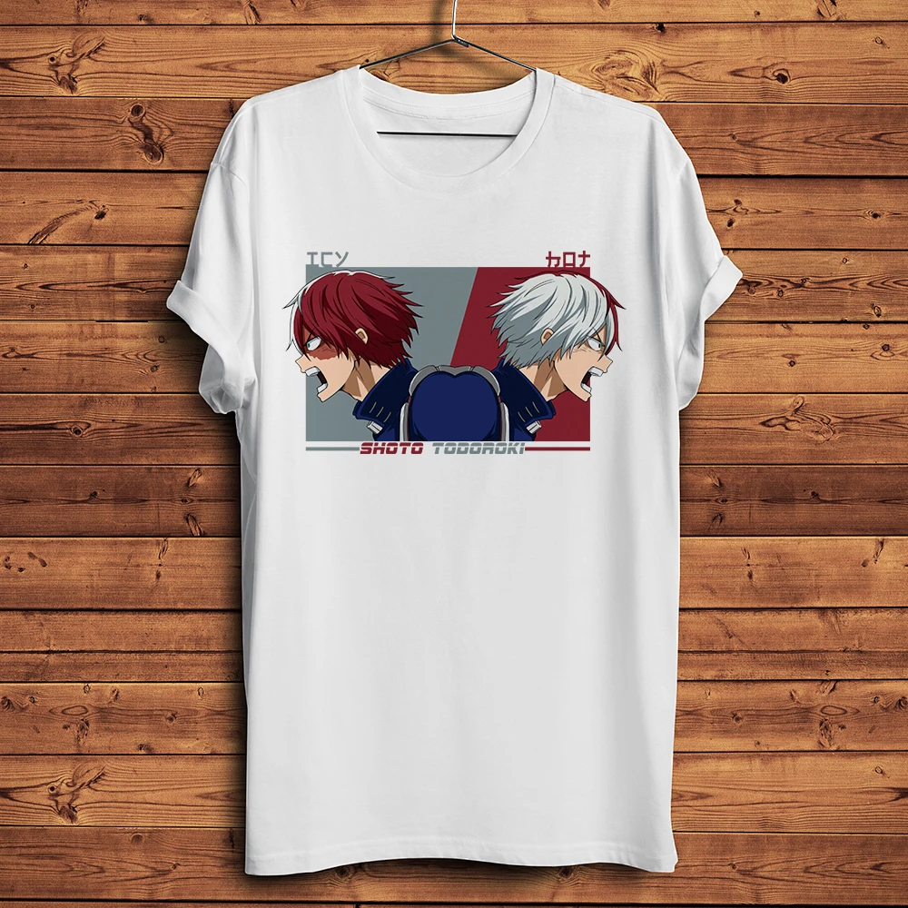 MHA,Hero Academia, cold hot shoto todoroki,funny anime TShirt,Men Short Sleeve Tee,Unisex Streetwear T-Shirt,no-sticker print