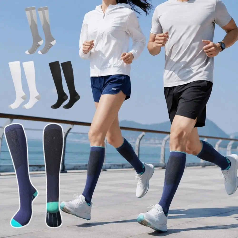 

New Knee High Compression Socks Elastic Long Tube Sports Stockings Summer Leg Slimming Football Socks For Recovery