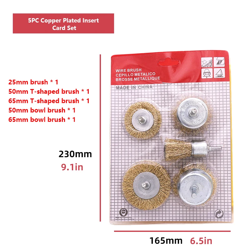 5Pcs Rust And Paint Removal Burr Removal Suit Total Cordless Drill Wire Brushes Stainless Steel Material Operating Surfaces