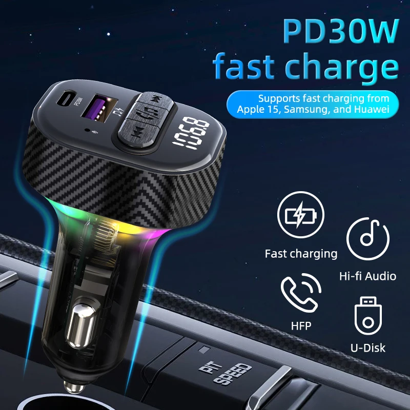 Mini Car Charger USB Fast Charger Type-C Multifunction Car Charger