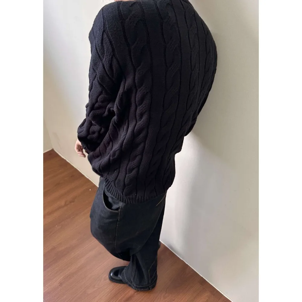 سترة تيسكو سوداء متماسكة بسحاب - ياقة واقفة، سترة دافئة كاجوال للارتداء اليومي للرجال #4