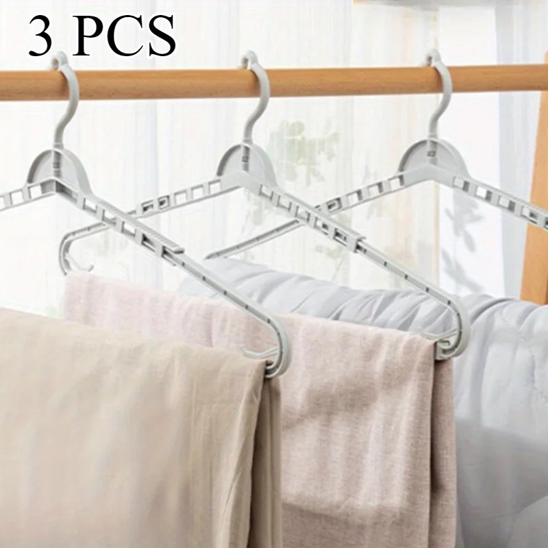 

3pcs Large Clothes Hangers, Retractable Bath Towel Hanger for Balcony, Multi-Functional Quilt and Sheet Drying Stand
