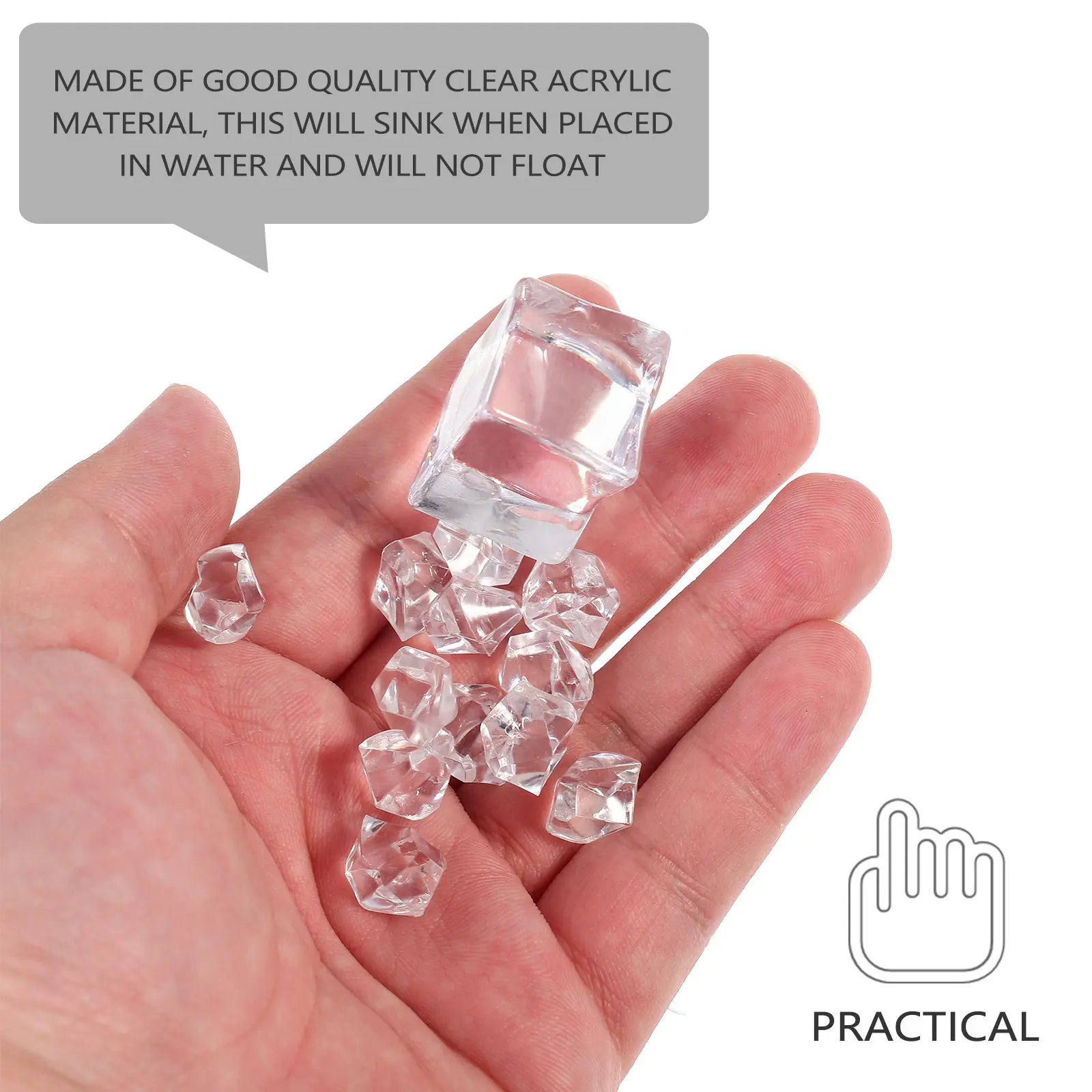 1Set Artificial Ice Cubes Acrylic Fake Crushed Rocks Lifelike Photo Props Kitchen Wedding Event Decoration Fake Ice Cubes