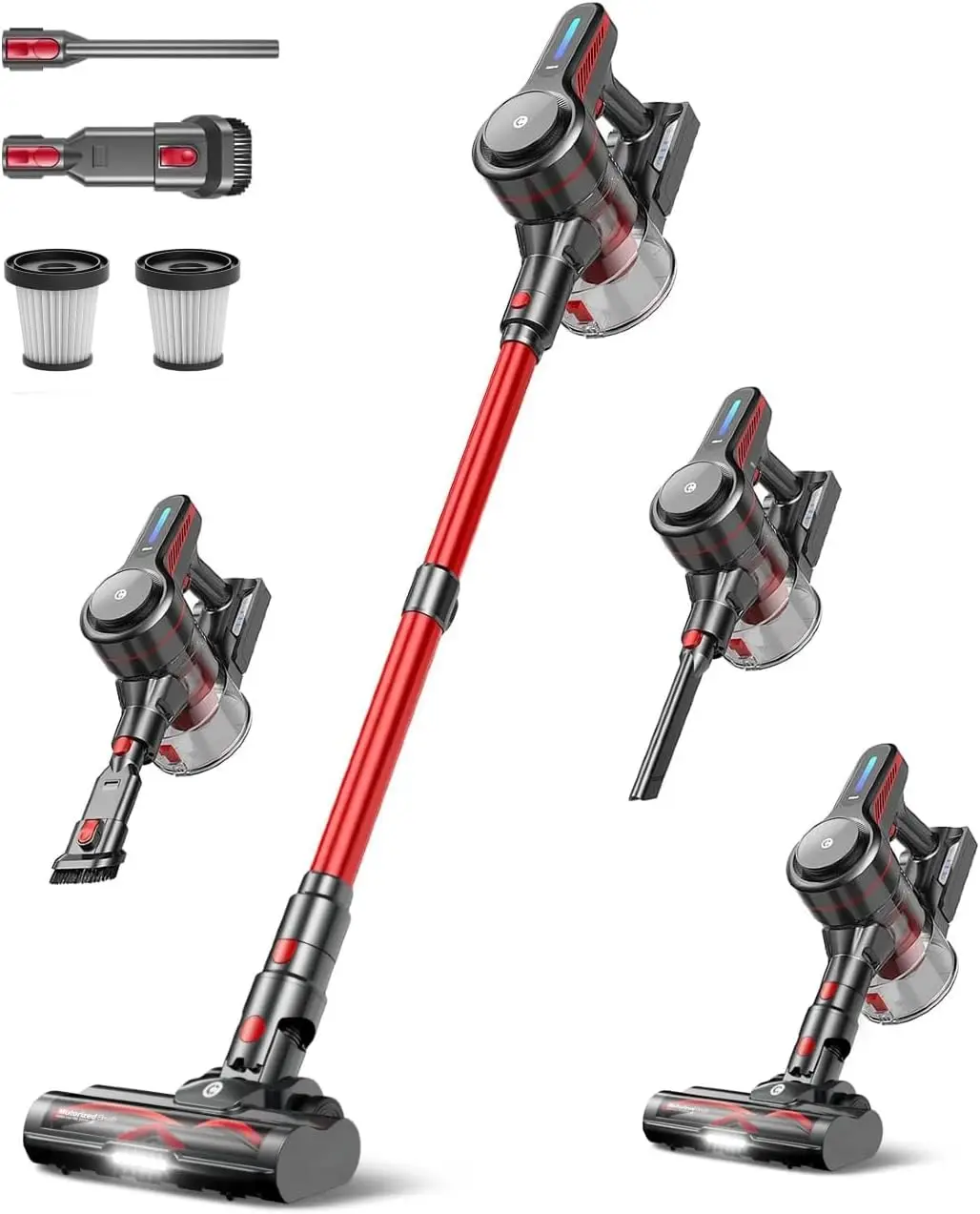 45KPa Cordless Vacuum, 45Min Runtime, Anti-Tangle, Self-Standing, 6-in-1 for Hardwood & Carpet