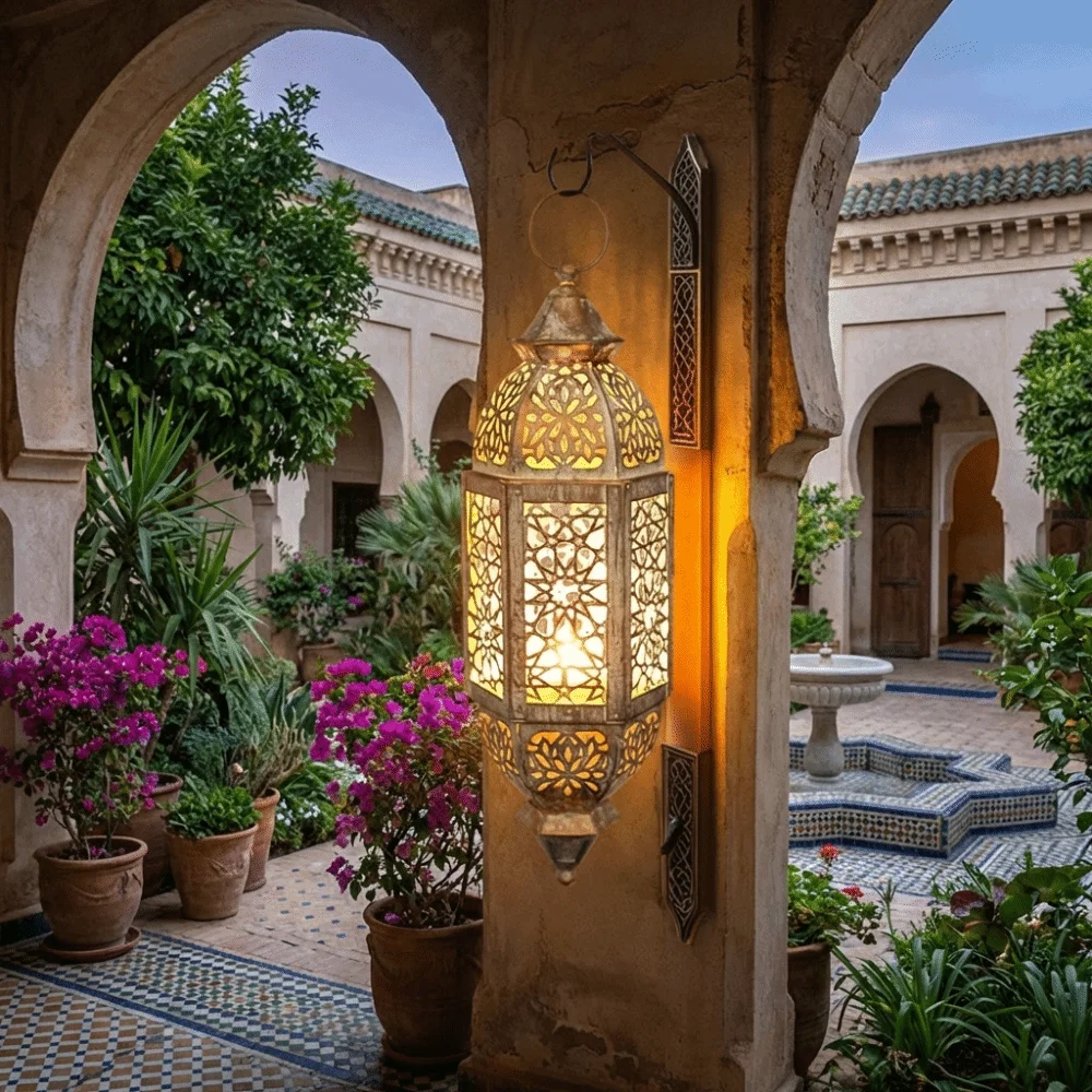 Moroccan Style Vintage Hollow Candlestick Metal Frame Decorative Wind Lamp Candle Holder Luxury Candle Stand Bedroom