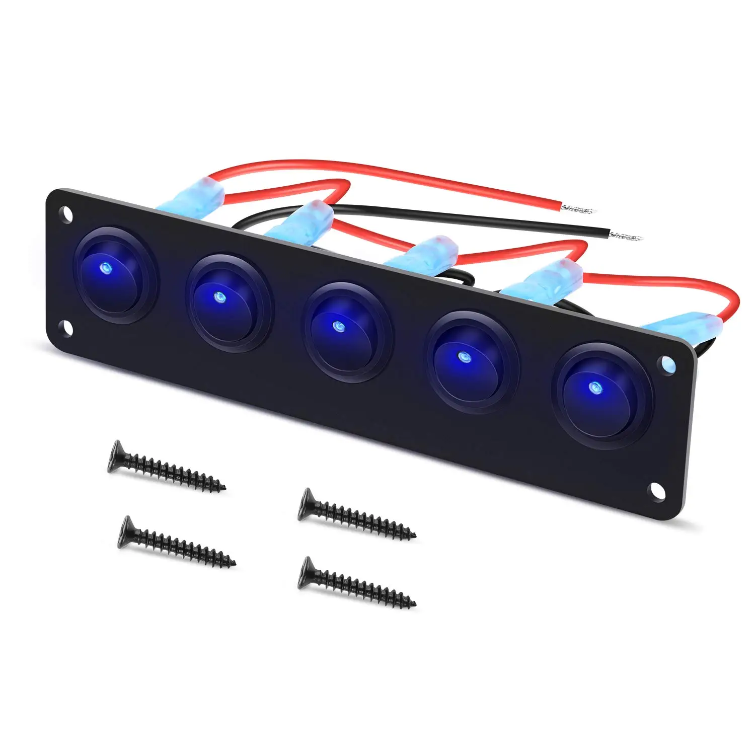 

5 Gang 3 Pin Rocker Switch Panel Waterproof On-Off Toggle Switches for Car Truck SUV Marine Boat RV Ship 12V/24V 20A