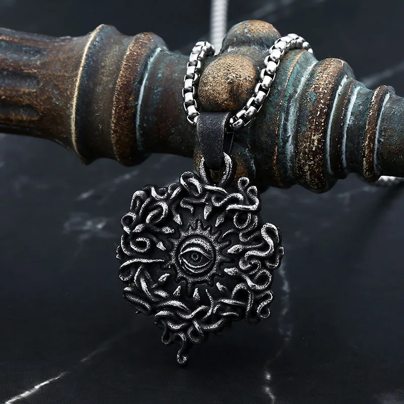 Retro 2024 New Fashion 316L Stainless Steel The Eye Of God Pendant Necklace For Man Women Boyfriend Gift