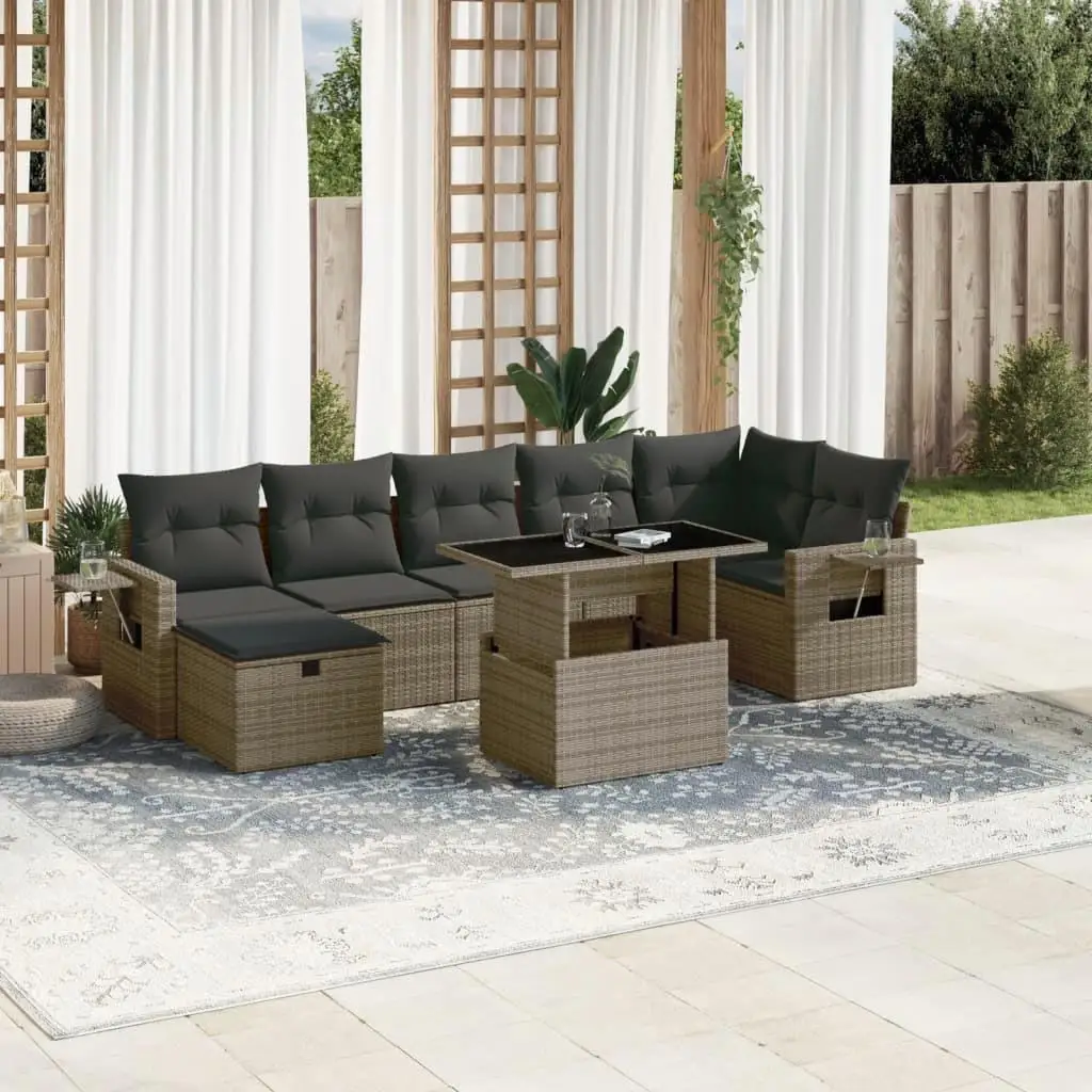 

Luxurious Grey PE Rattan Large Modular Garden Sofa Set Outdoor Furniture Stylish Patio Seating Arrangement