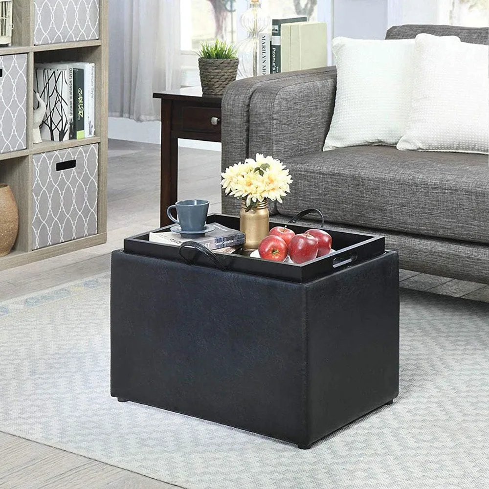 

Modern Foot Stool with Decorative Tray for Living Room, Dining Room, Stools & Ottomans