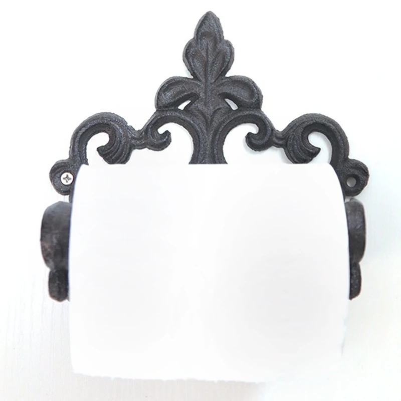 Porte-rouleau de papier toilette mural pour la maison, style américain rétro forgé, accessoires noirs