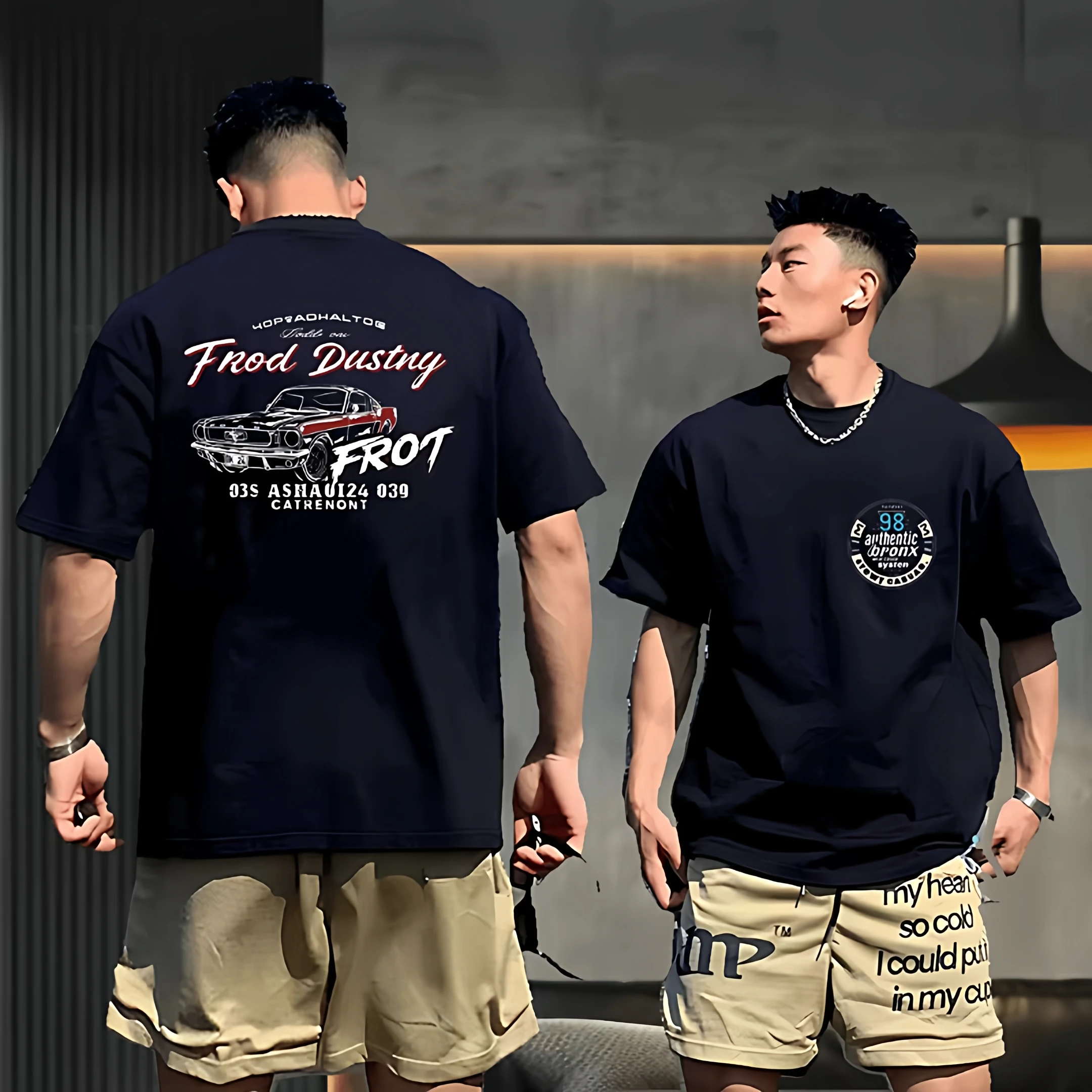 

Loose Fit Cotton round Neck Short Sleeve T-Shirt Men's Casual Comfortable Breathable Summer Top American Retro Trendy Brand