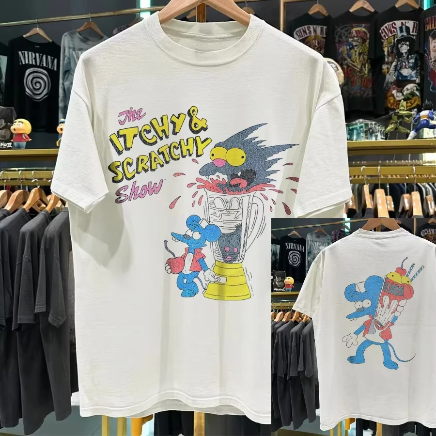 2026 Retro Cartoon Mouse Cat Graphic Crewneck Tee, Kids Adults Short Sleeve T-Shirt, Unisex Vintage Comic Casual Top