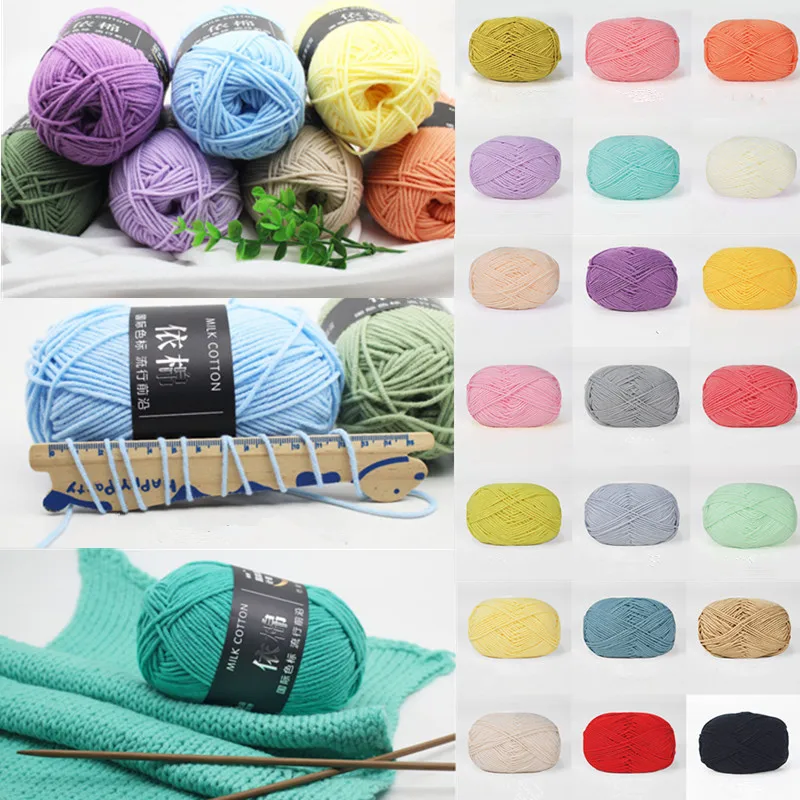 50g Leite Algodão Fios Tricô Lã para Mão Tricô Fio Crochet Baby Scarf Hat Sweater Fio de lã macia para Crochet Suprimentos