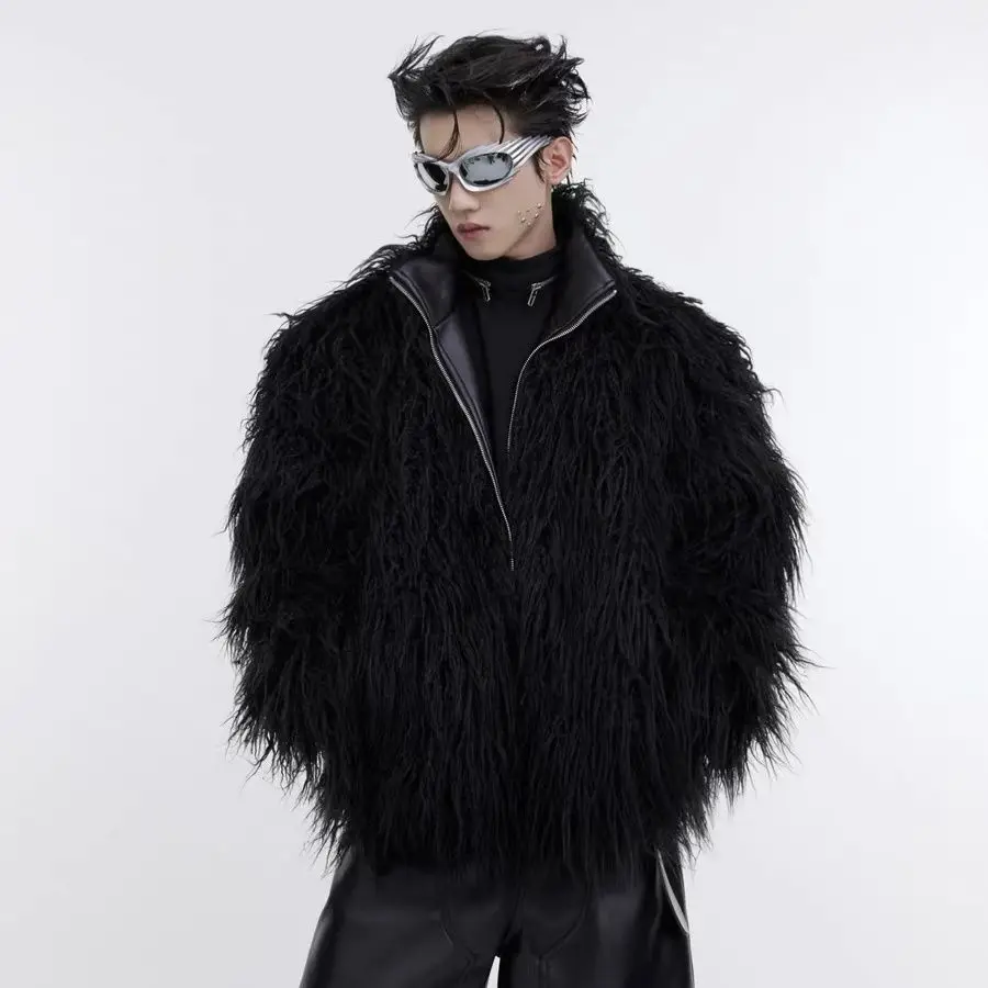 

Thiened Long Fur Leather Coat Anti-Mink Wave Pattern Cotton Clothes Autumn Winter Outerwear Warm Loose Fit Cleanfit Sle
