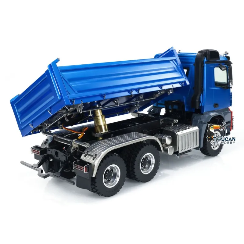 1:14 LESU 6x6 3軸RC油圧ダンプトラックDIY塗装済み完成品ラジコン3方向ティッパー車ライトサウンド車両玩具