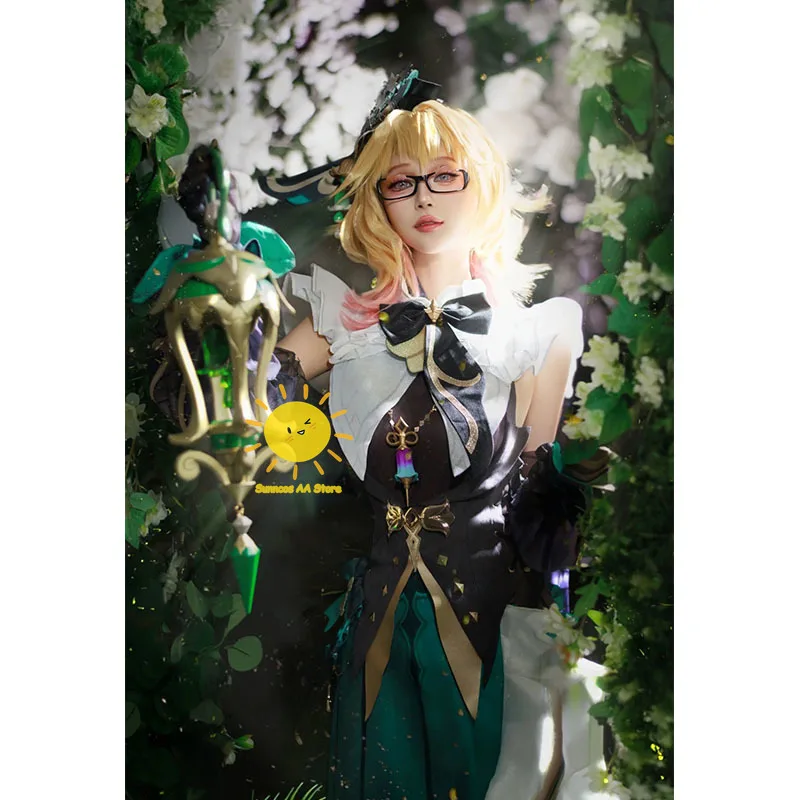 Game Emilie Cosplay Costumes Genshin Impact Cosplay Green Dress Galsses Gloves Hat Emilie Suits Wig Halloween Carnival Cos Women