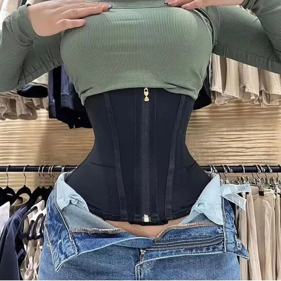 Women Plus Size Fajas Waist Trainer Corset Tummy Control Zipper Vest Body Shaper Cincher Shapewear Slimming Belt Sports Girdle