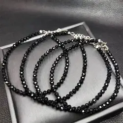 Natural Black Spinel Bracelet Streche Elastic Cord Pulserase Healing Jewelry Beads Lovers Woman Holiday Gift 1PCS 4MM