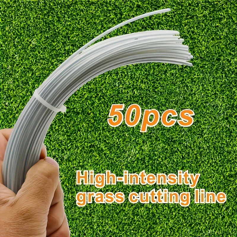 50Pcs Pre‑Cut Grass Trimmer Line Nylon Steel‑Core 7.87 Inch Pre‑Cut Replacement Trimmer Rope Spool Refill for Lawn Mower